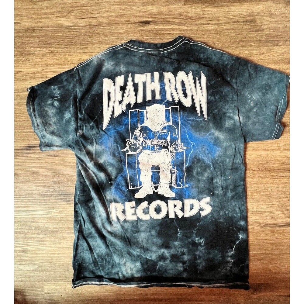 Death Row Records Shirt Mens Medium Blue Tie Dye Short Sleeve Tee Workwear
